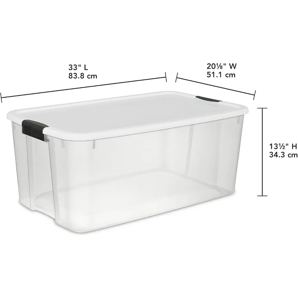 116 Qt Ultra Latch Box, Stackable Storage Bin with Lid, Plastic Container with Heavy Duty Latches to Organize