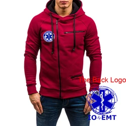 EMT Paramedic Emergency Medical 2023 men new printing zipper high street Harajuku tide brand hooded cardigan jacket coats top