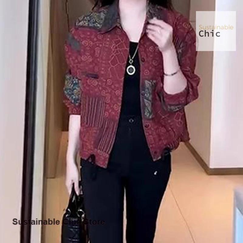 الفرنسية منقوشة الأزياء الرجعية معطف قصير المرأة الربيع والخريف مزاجه الجديد النمط الغربي فضفاضة رقيقة عارضة سترة أعلى. #5