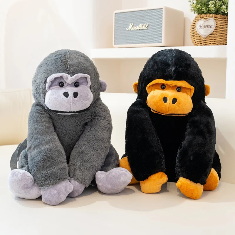 32 センチメートル漫画クリエイティブソフトゴリラぬいぐるみバックパックブラックグレーラウンド猿ぬいぐるみ家の装飾ギフト子供のための