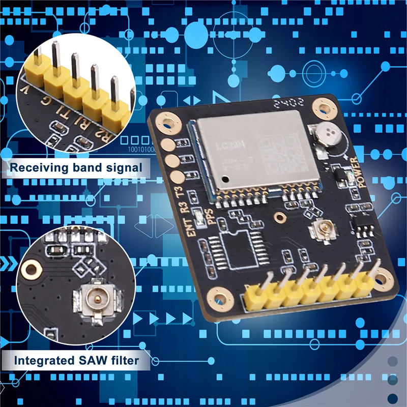 Papan Stasiun Pangkalan RTK Presisi Tinggi Penuh Quectel LC29H Frekuensi Ganda L1/L5 Modul Pemosisian Output Data RTCM