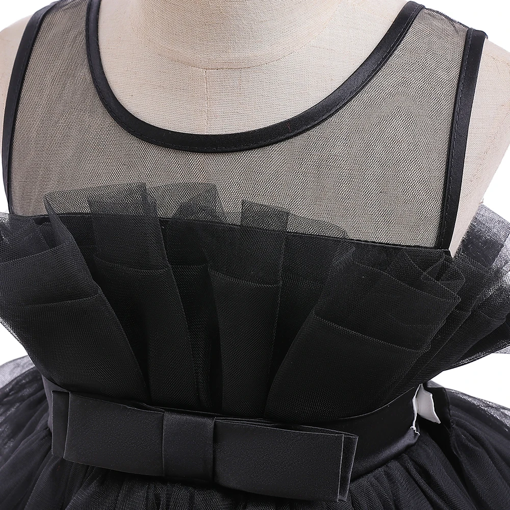 Mädchen Festkleid mit Schleppe Elegantes Tüll-Hochzeitskleid 2-8 Jahre Schleife Geburtstag Brautjungfern Prinzessinnenkleid Abendkleid Kinderkleidung – Detail 19