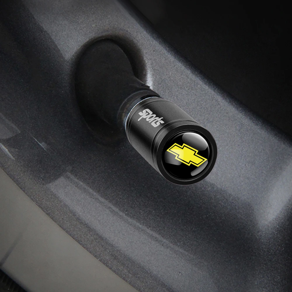 4PCS Metal Car Wheel Tire Valve Air Stem Cap Auto Emblem dust-proof Cover For Chevrolet Cruze Spark Aveo Orlando Sonic Corvette