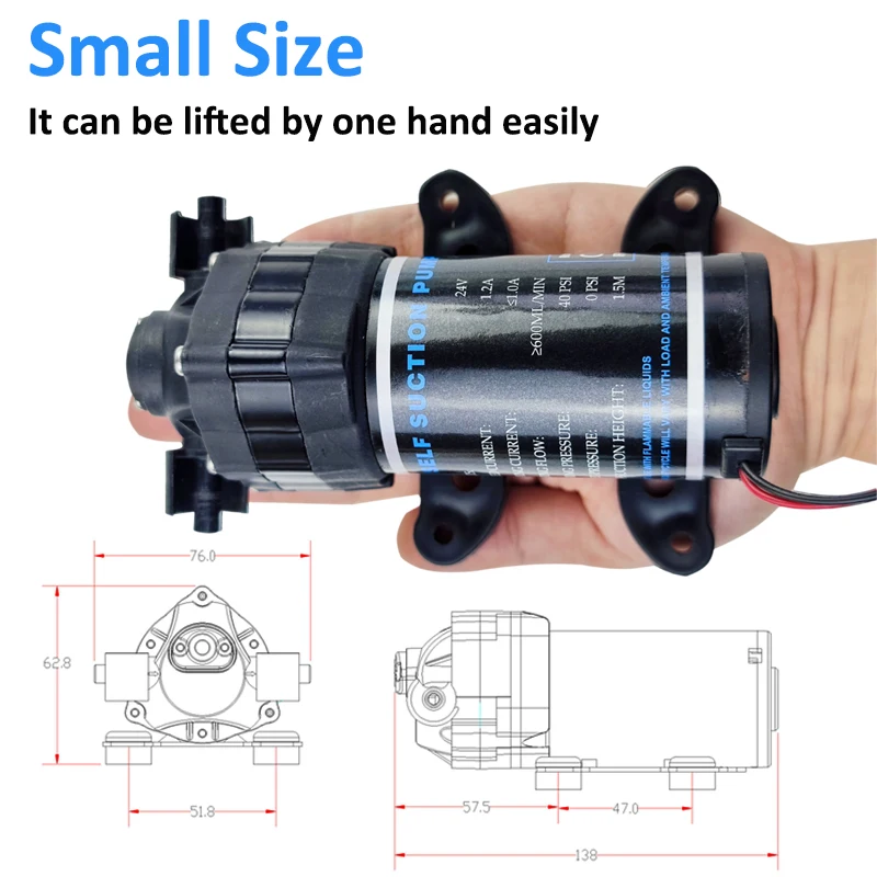 

40 GDP Water Filter RO Booster Pump Increase Reverse Osmosis System 40 PSI Misting Sprayer With 24V Transformer