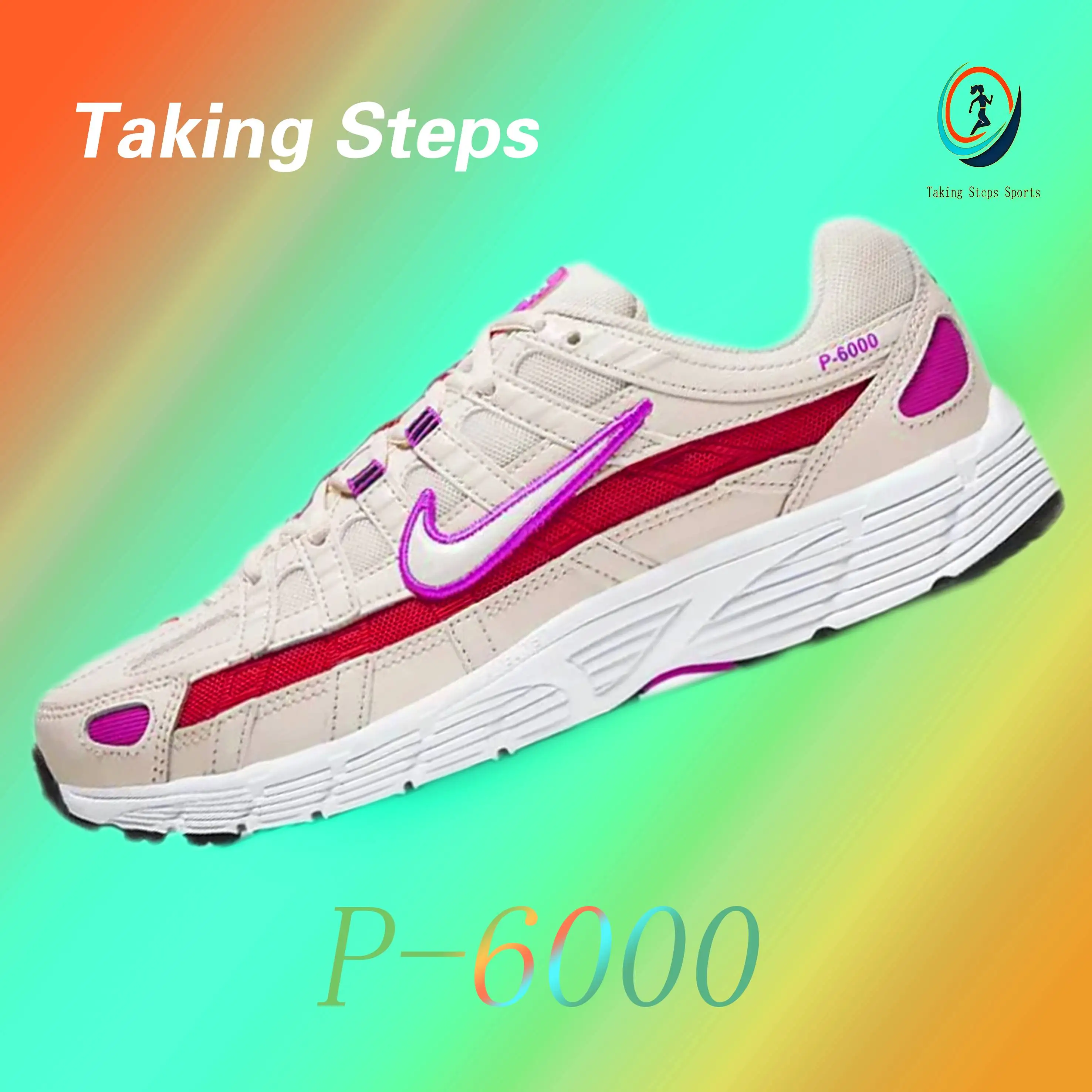 Nike P-6000 Comfortable Hundred Shock Absorption Anti-skid Wear-resistant Low Top Casual Running Shoes Women's White Pink