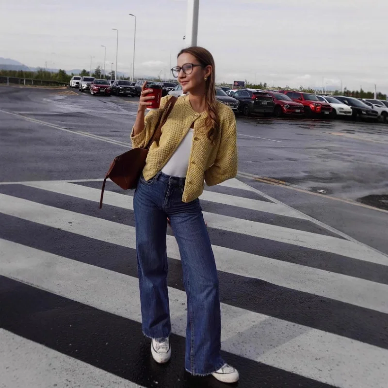 

Autumn Winter New Sweater Commuting Versatile Coat Casual Sweet Simple Long Sleeve Knitted Top