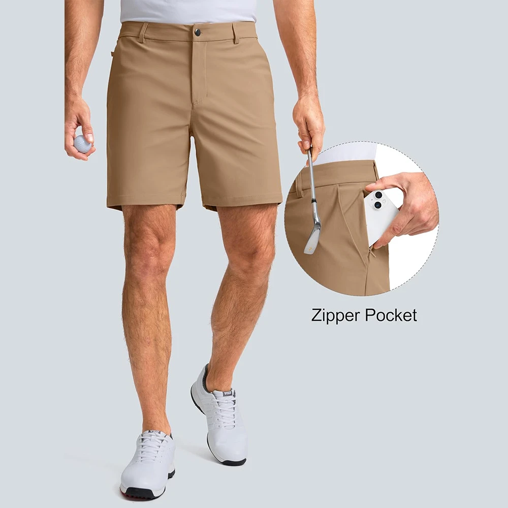 Men's Golf Dress Shorts 7" Lightweight Cargo Work Shorts with 6 Pocket Breathable Moisture Wicking Casual Shorts Outdoor Bottoms - Image 2