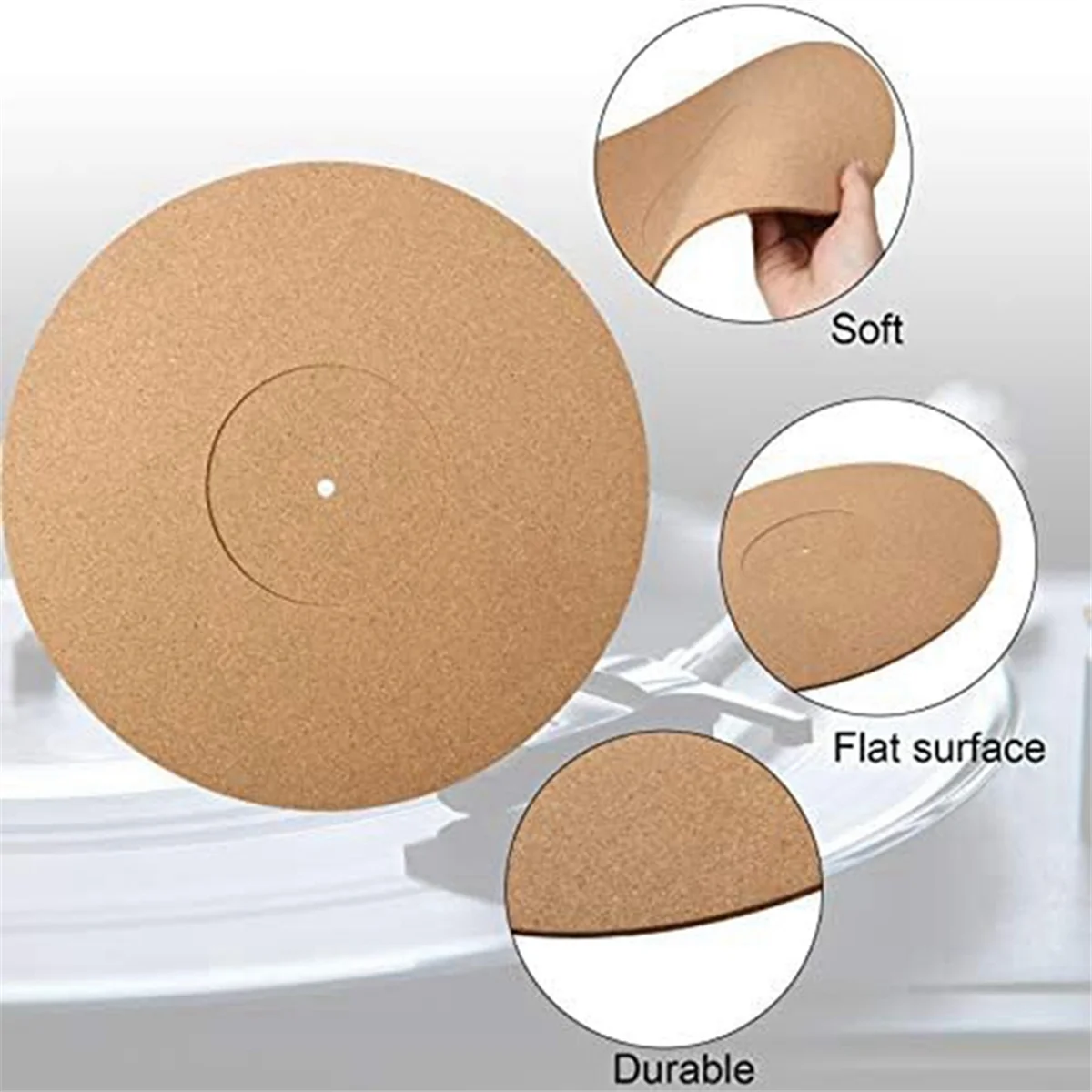 HOT 3 Pieces Cork Turntable Mats with High Fidelity for Vinyl LP Record Players Audiophile Reduce Noise