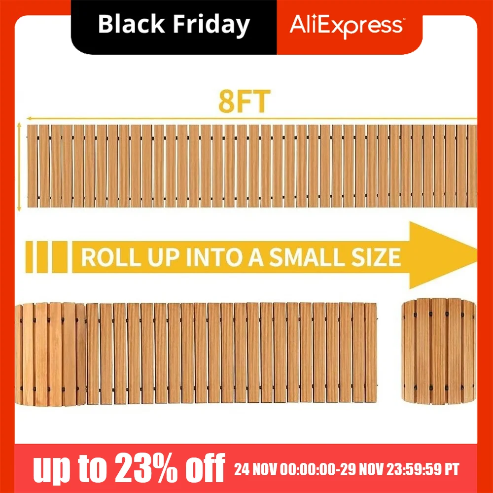 

NonSlip Wooden Garden Pathway Curved Solid Wood Outdoor Walkway Weatherproof Easy Installation Roll Out Walkway Backyard