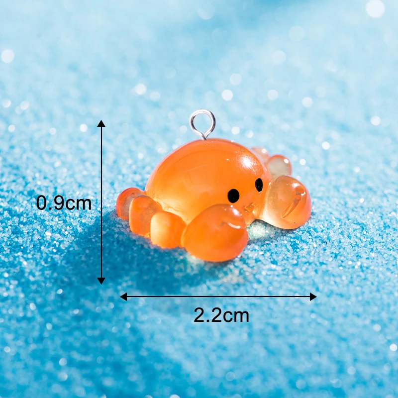 10pcs Luminous Marine Animal Dolphin Seal Sea Lion Turtle Octopus Charms for Jewelry Making Resin Pendants DIY Earring Keychain