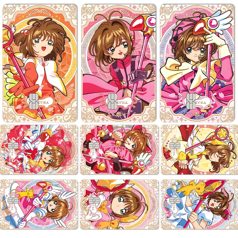 Kinomoto Sakura Anime Card Captor Printed Card Skin Sticker, Vinyl Cover Film for Credit Debit Bank Card Front