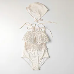 Traje de baño de playa de una pieza para niña, ropa de natación ahuecada, Verano