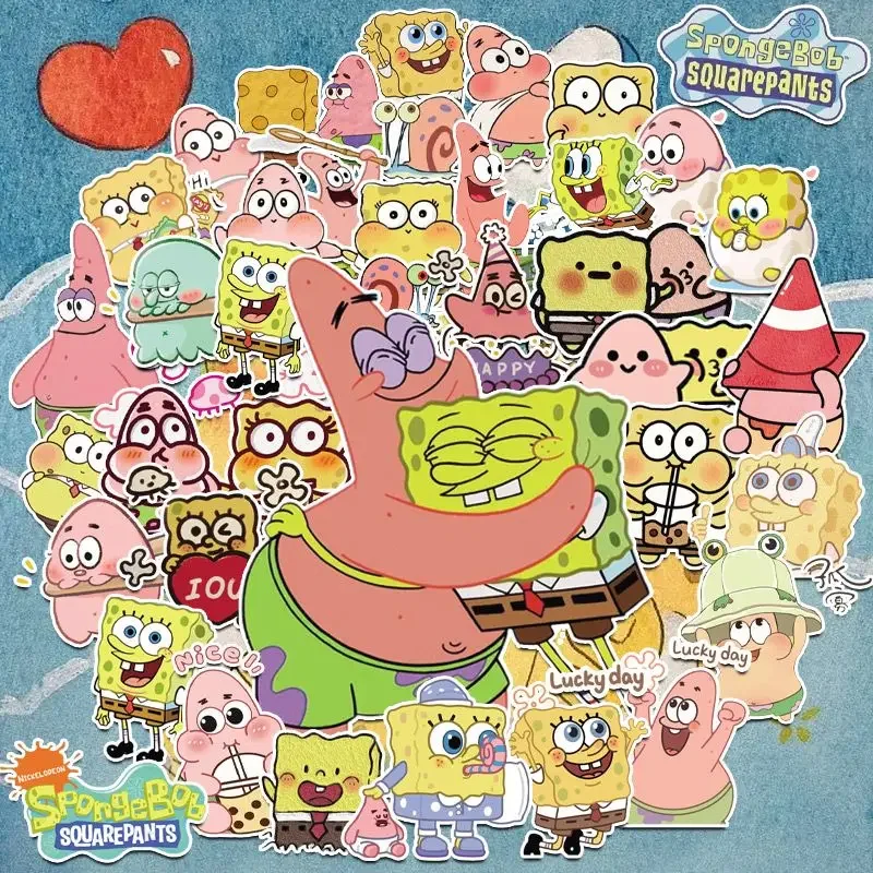 50PCS SpongeBob SquarePants Patrick Star Stickers Cute Cartoon Laptop Phone Case Water Cup Decoration Waterproof Wholesale