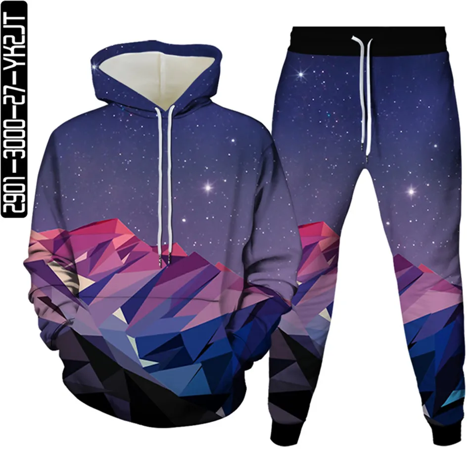 

Men Harajuku Galaxy Planet Moon Star Astronaut Tracksuit Women 3D Printed Hoodie+Pants 2pcSets Clothing Outfits Plus Size S-6XL