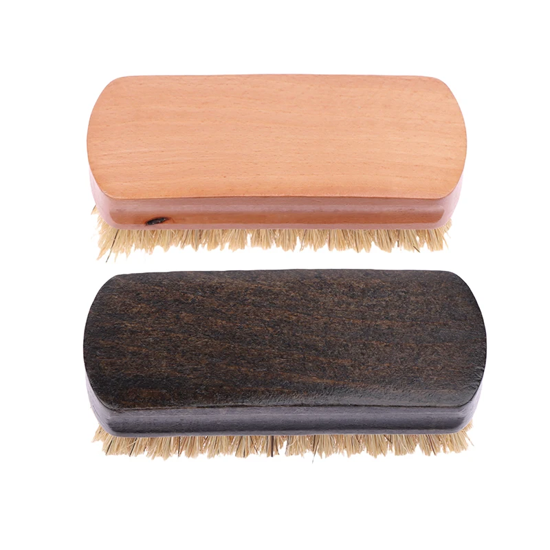 1 unidad 11,2*4,5*3,7 cm pelo de cerdo mango de madera cepillo para encerar cerdas duras superficie de zapato limpieza pulido cepillo de engrase cepillo para brillo de zapatos