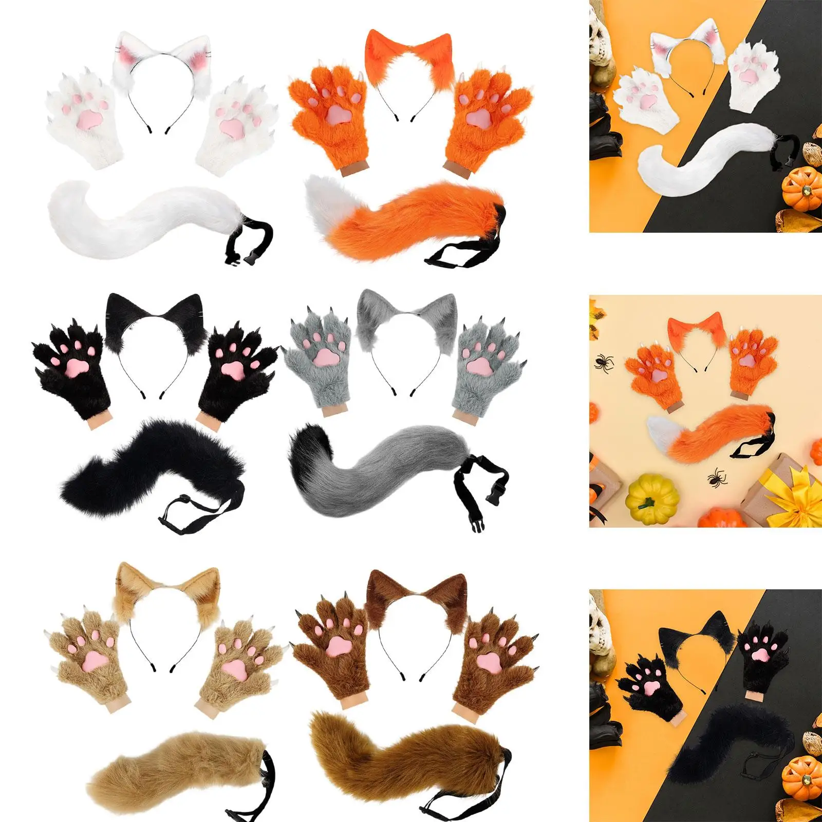 fasce e guanti per orecchie di animali, graziosi accessori per feste, graziosi guanti per