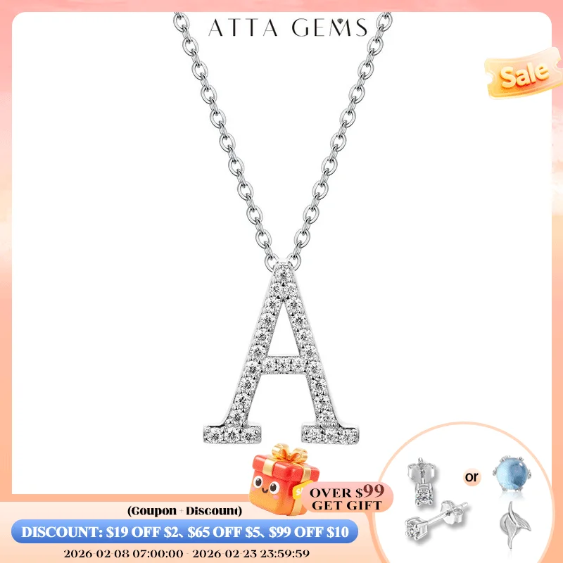 

ATTAGEMS D VVS1 Color Moissanite Letters Necklace Pendant 100% 925 Sterling SIlver for Women Man Fine Jewelry Accessories Gift