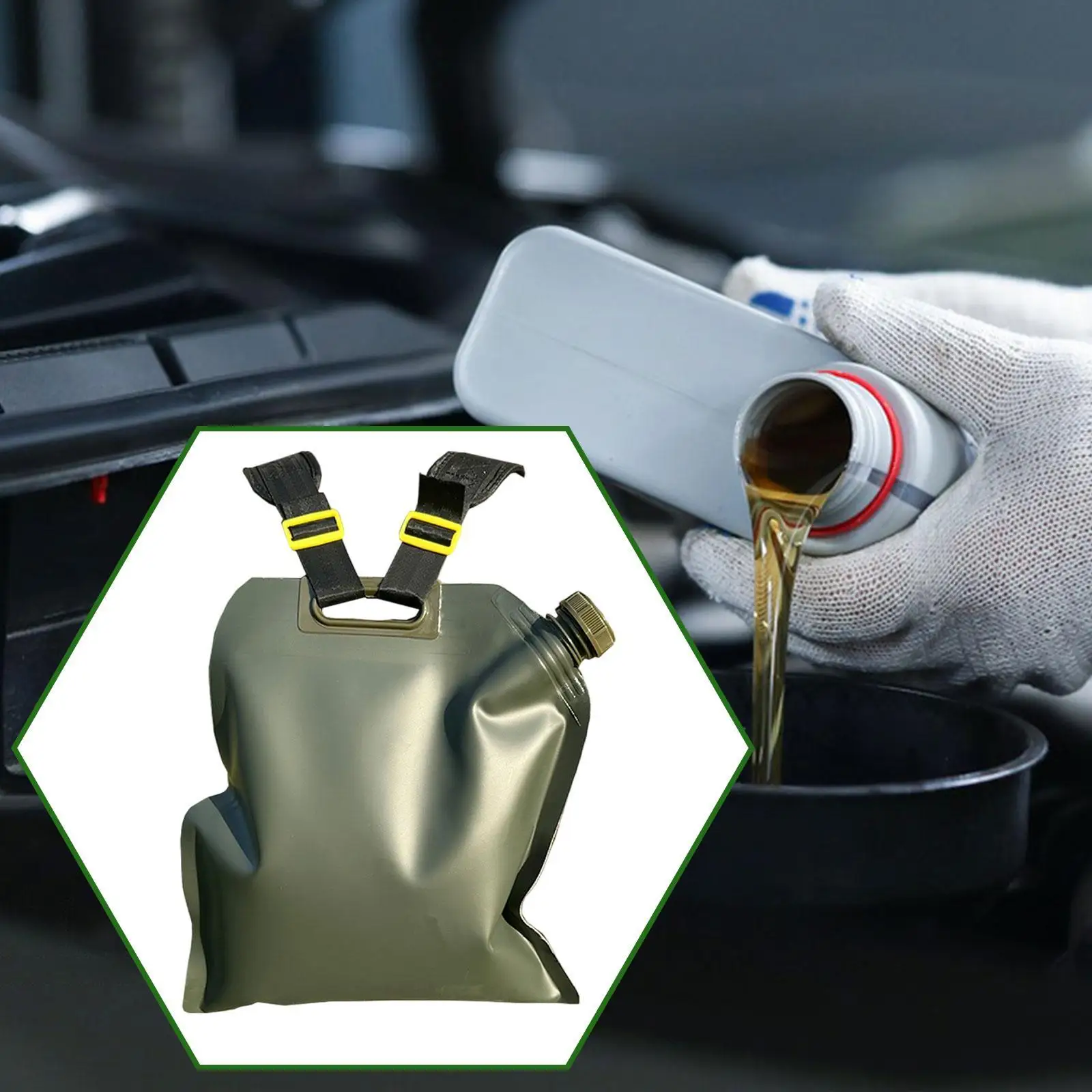 Portable Oil Storage Fuel Bag Folding Leakproof TPU Bladder Handle and Strap for Car Motorcycle Road Trip Emergency
