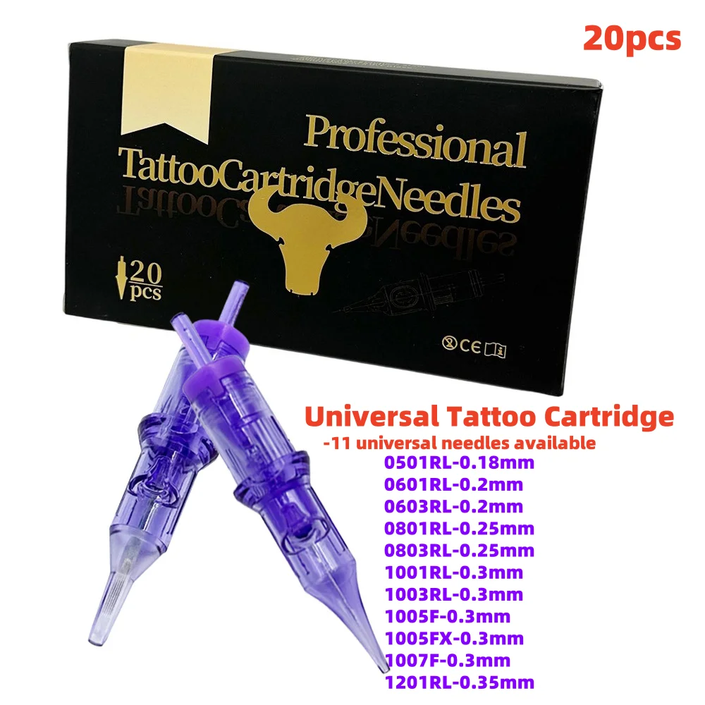 

20PCS Universal Tattoo Needle 0.18mm-0.35mm RL Disposable Sterilized Safety Cartridge For Tattoo Machine Body Tattoo Lips Brows