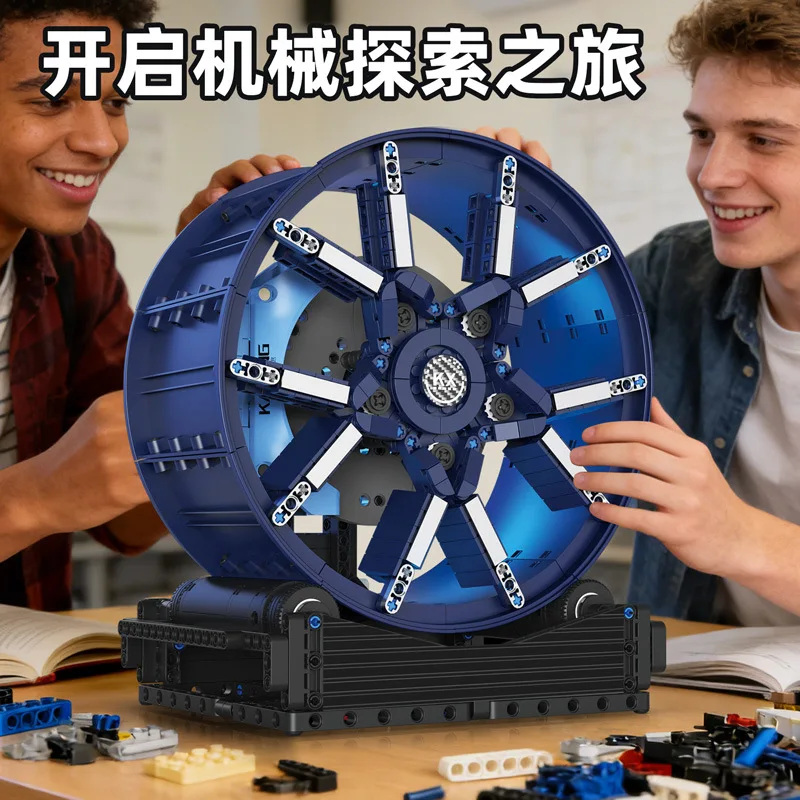 Set di Blocchi da Costruzione Tecnici MOC con Freni Elettrici e Ruote Galvanizzate, Giocattoli da Assemblare per Bambini, Regalo di Compleanno