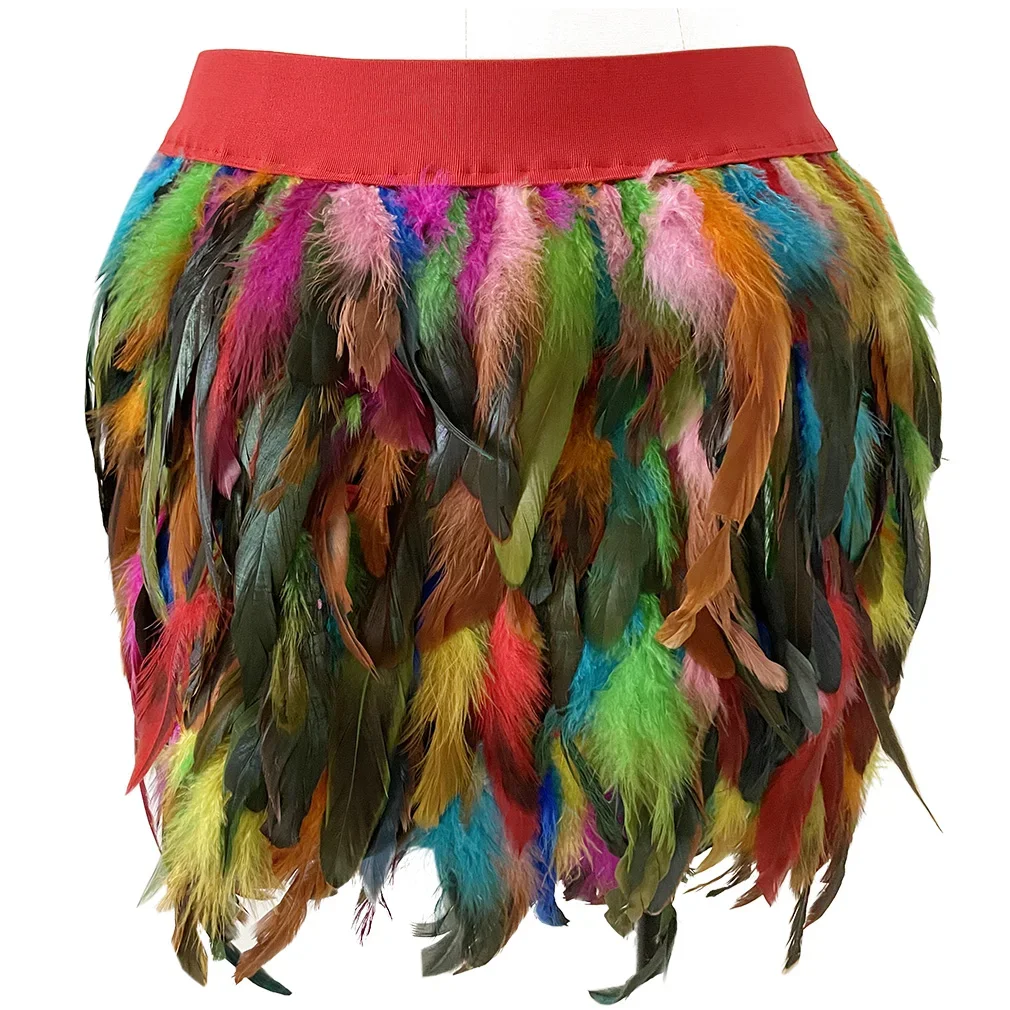 

Hallowee Fetish Multicolor Feather Skirt Cage Goth Bondage Harness Burning Man Feather Sexy Lingerie Adjustable Body Harness