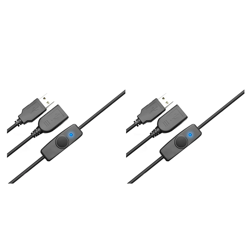 

2X Data Sync USB 2.0 Extender Cord USB Extension Cable With ON OFF Switch LED Indicator For PC Laptop USB Fan LED Lamp