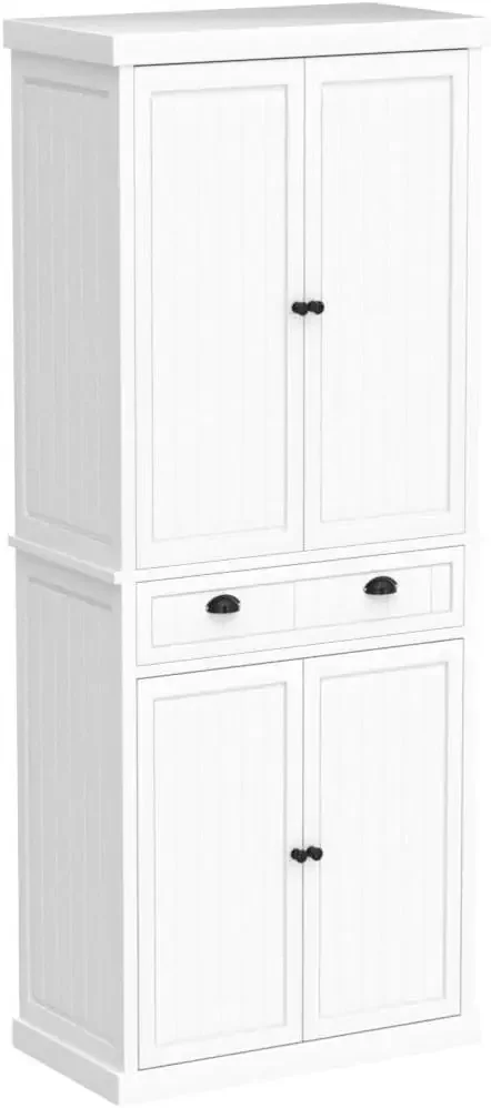 Armoire de Rangement de Garde-Manger de Cuisine avec Étagères Réglables, Armoire pour la Cuisine, le Couloir, Blanc