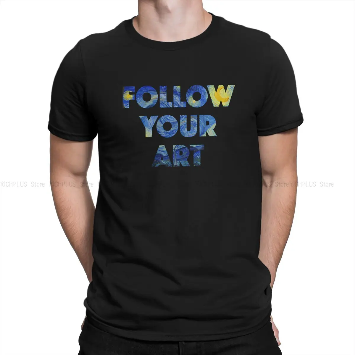 Follow Your Art TShirt For Male Van Gogh Art Clothing Fashion Polyester T Shirt Homme