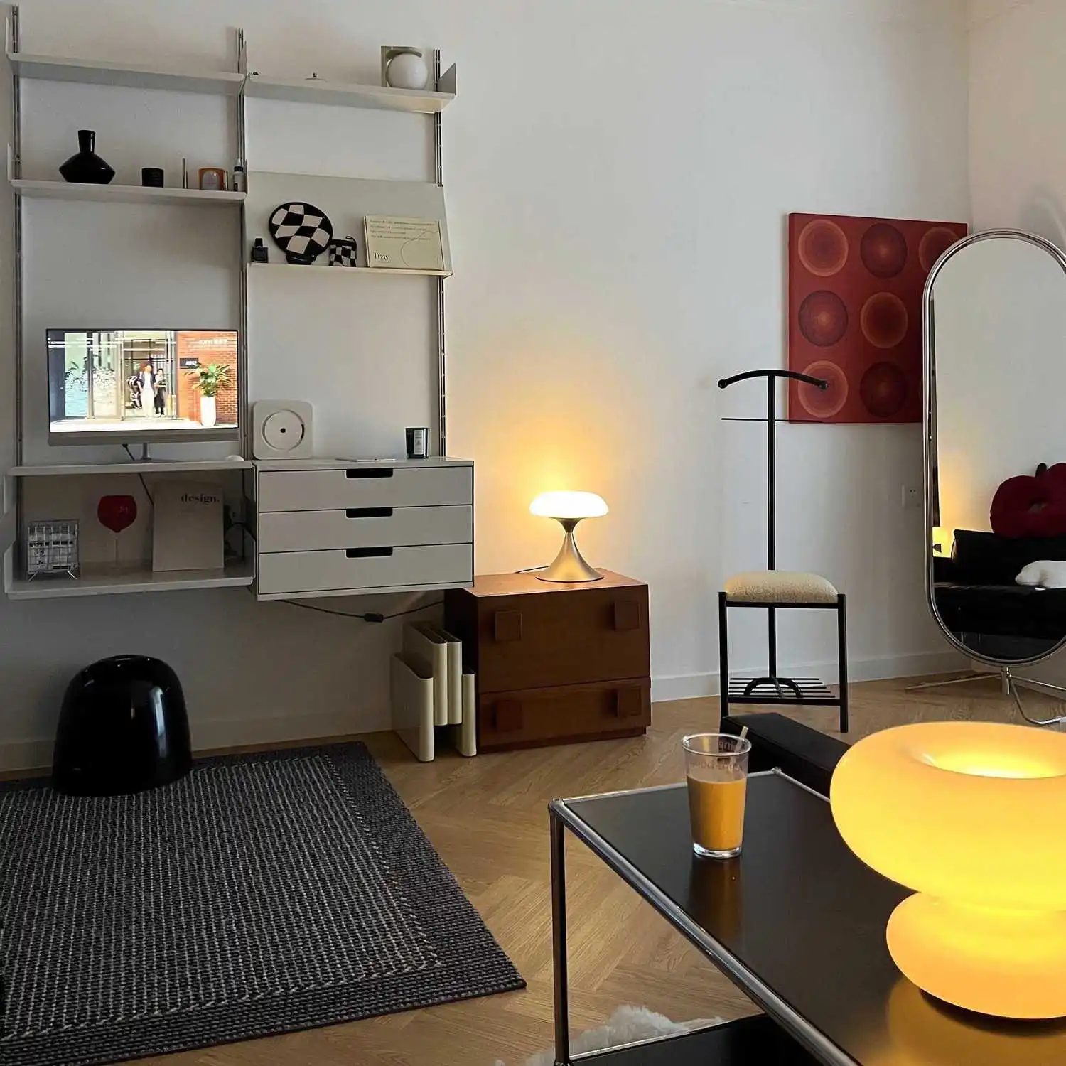Simple modern coat rack bedroom household vertical hanger floor fitting room shoe changing stool