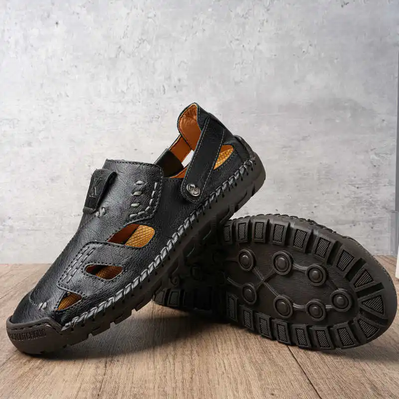 Chunky Normal Leather Breathable Men's Sandal Mens Walking Boots Shoes Swimming Slippers Sneakers Sport Obuv Snaeaker