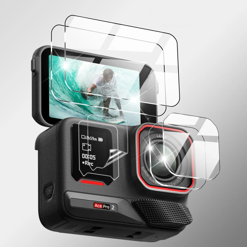 

Защитное стекло для Insta360 Ace Pro 2, набор защитных пленок для объектива и экрана, устойчивых к царапинам, для камеры Insta 360 Ace Pro 2, аксессуары