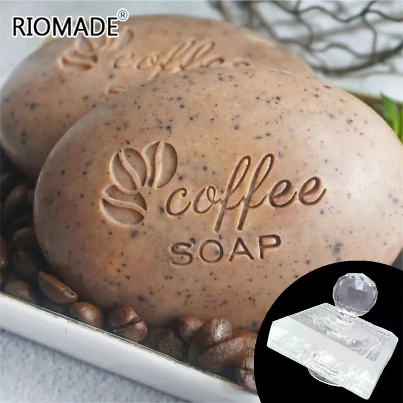 Coffee Beans Acrylic Soap Stamp Natural Transparent Custom Stamps For Making Soaps Chapter With Handle Handmade Seal Z0562KF