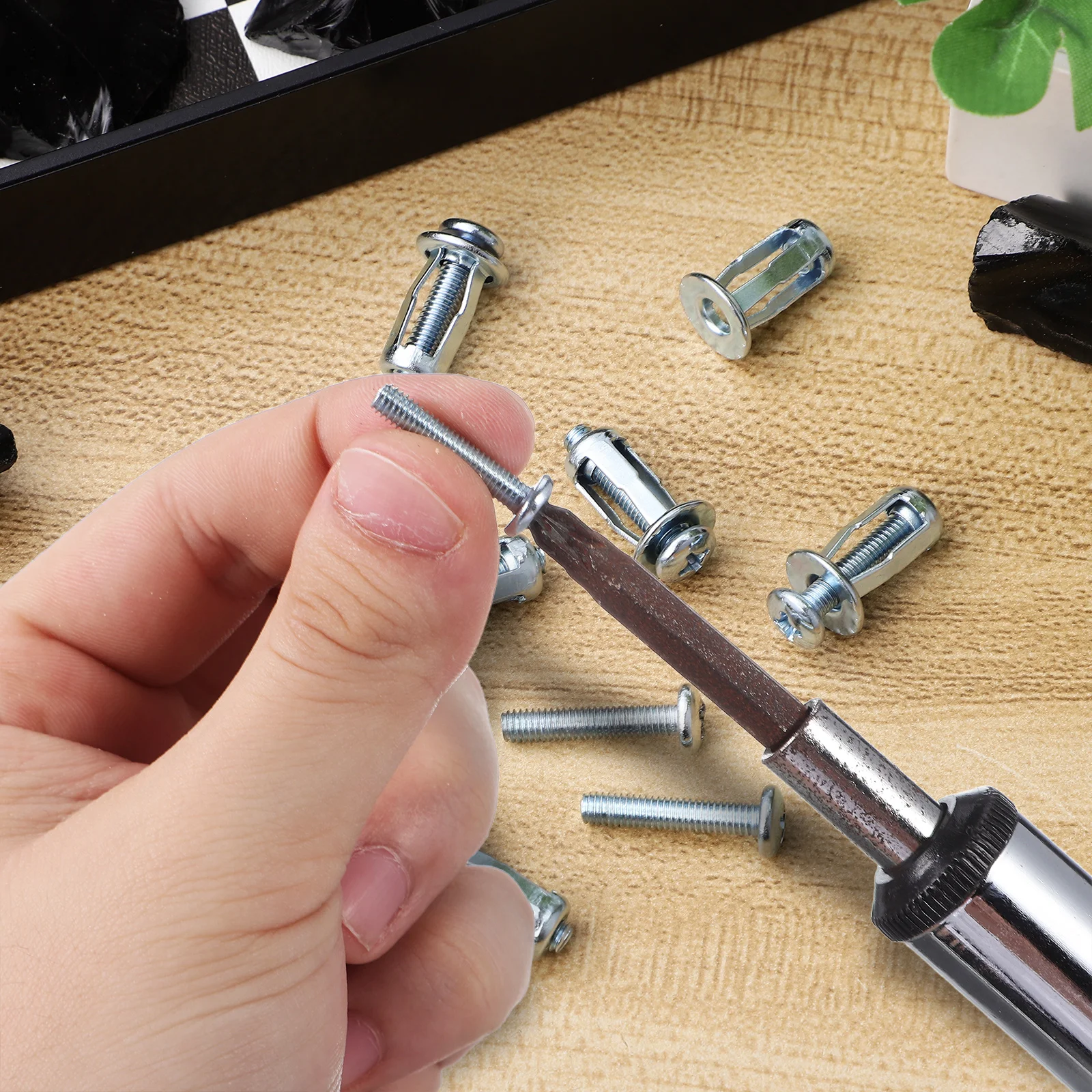 

10pcs Expansion Screws Steel Spiral Thread Hollow Door Anchor Metal Chamber Fixing Petal Nuts Hardware