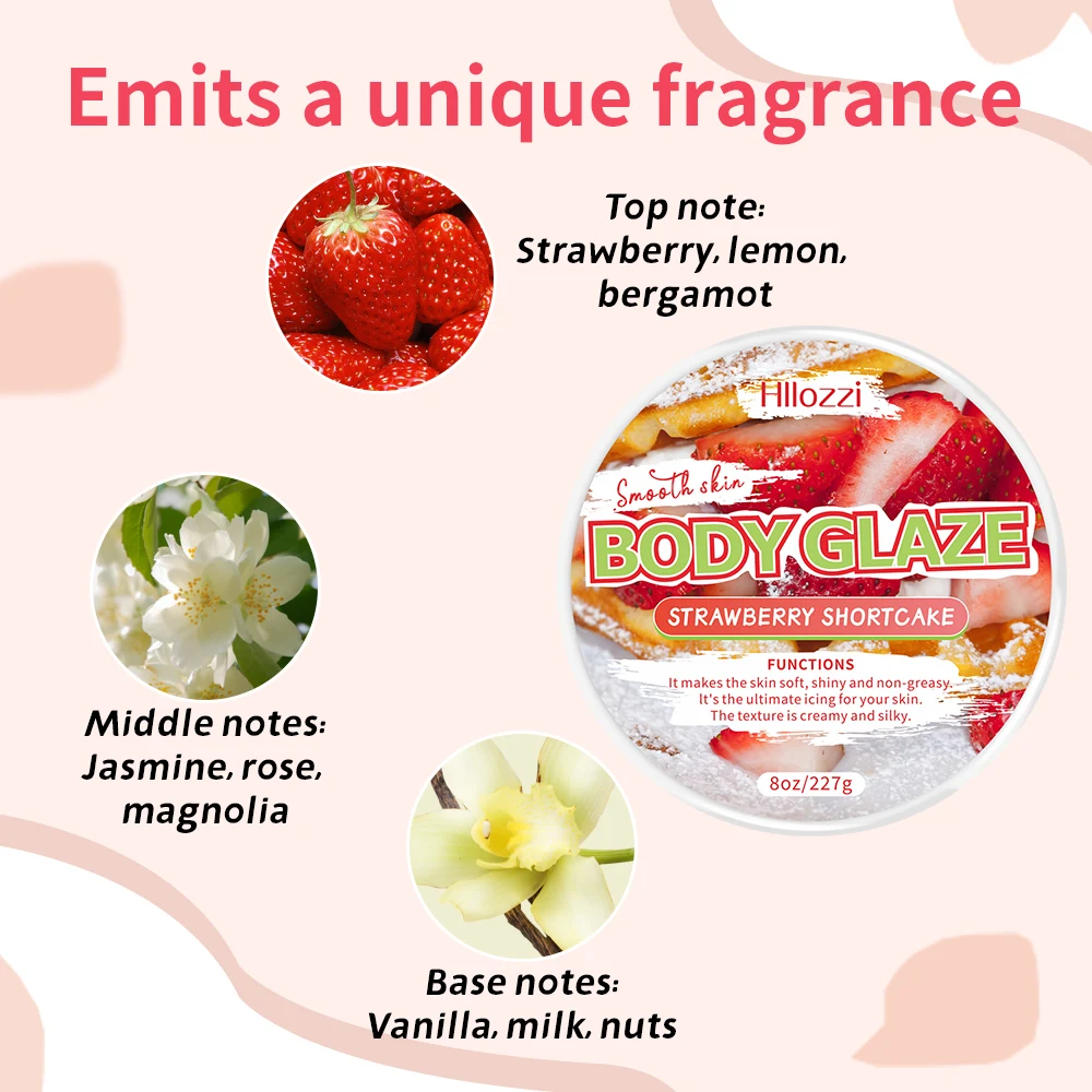 8oz/2oz Large capacity strawberry body glaze moisturizing refreshing non-greasy body rejuvenation cream