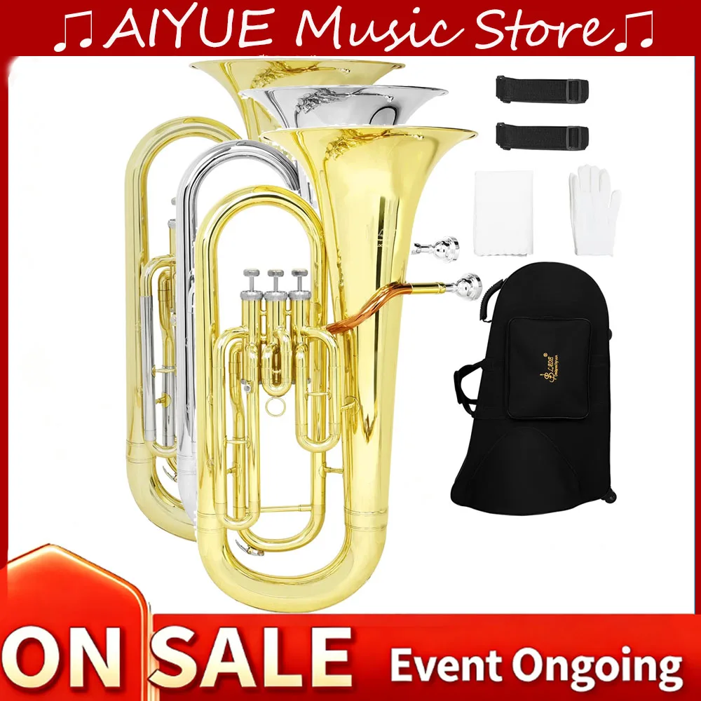 

SLADE Euphonium Bb B Flat 3-key Brass Baritone Horn Lacquered Gold Professional Euphonium Brass Instrument With Case Strap Cloth