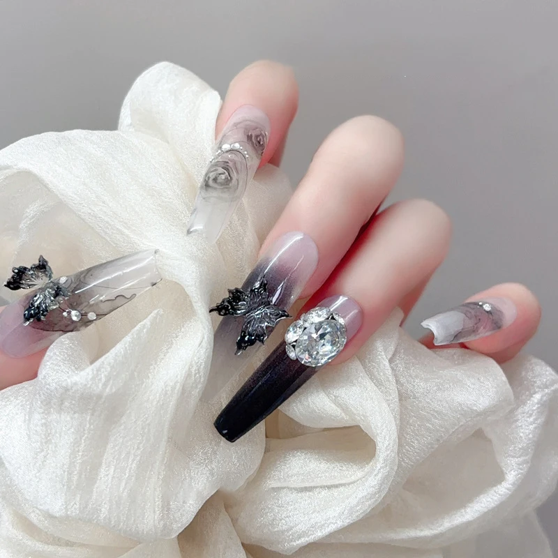 

20pcs Ice Through Temperature Softening Butterfly Nail Accessory 3D Gradient Color Butterfly Wearing Nail Resin Drill Decoration