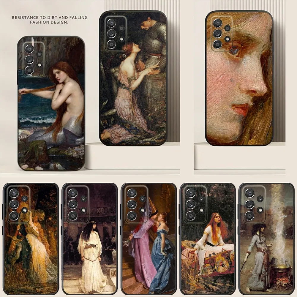 John W-William Art Waterhouse Phone Case For Samsung S24,S21,S22,S23,S30,Ultra,S20,Plus,Note,10,9,5G Black soft silicone case