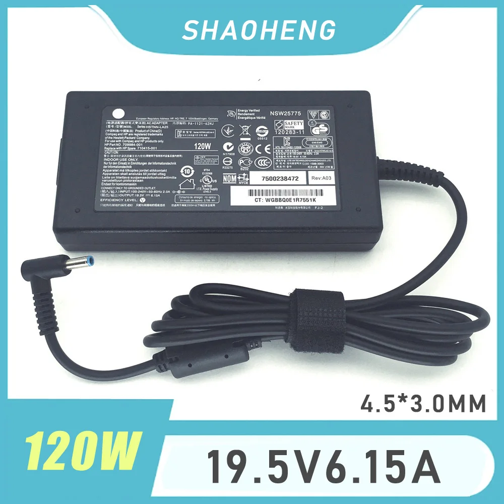 Carregador AC Original de 120W 19.5V 6.15A para HP Envy 15 17 Series Omen 15-5000 5100 5200 710415-001 L41856-001 Adaptador de Fonte de Energia