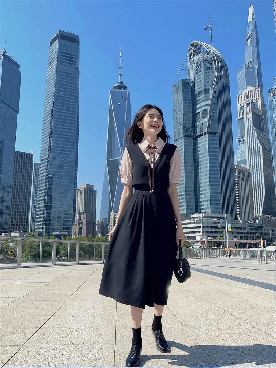 Women'S Casual And Day Dresses Preppy Style Khaki Mid-Calf Lace Flounce Ruffles Bow Tie-Up Drawstring Soft Vintage Boho Romantic