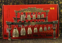 Chinese Old Meditation Gong with 7 Ornate Bell with Dragon Design Chinese Musical Instrument decoration bronze factory outlets