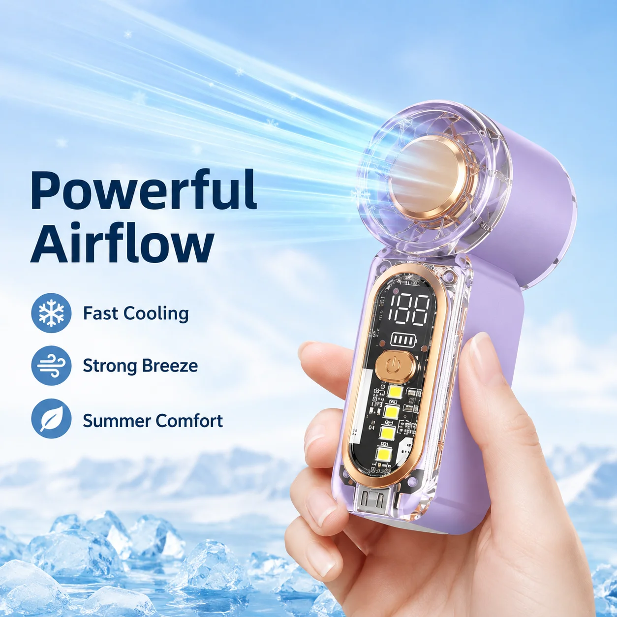 Portable USB Rechargeable Mini Handheld Fan Powerful Pocket Fan Strong Airflow for Travel Camping Sports Beach Summer