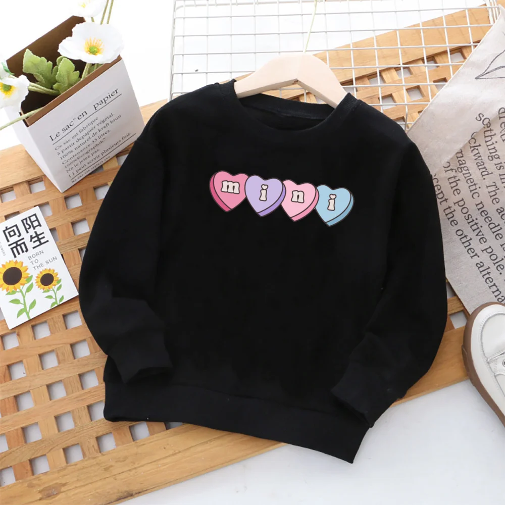 Mama Sweatshirt Mini cetak Valentine Ibu anak-anak pakaian keluarga cocok pesta Hari Valentine pakaian anak wanita