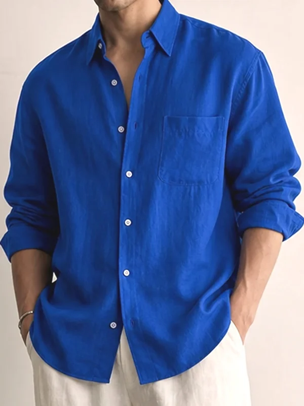 Loose Long Sleeve Men's Cotton Linen Shirt Casual Style Youth Popular Fabric Iron Free Treatment Simulated Linen Texture Work...