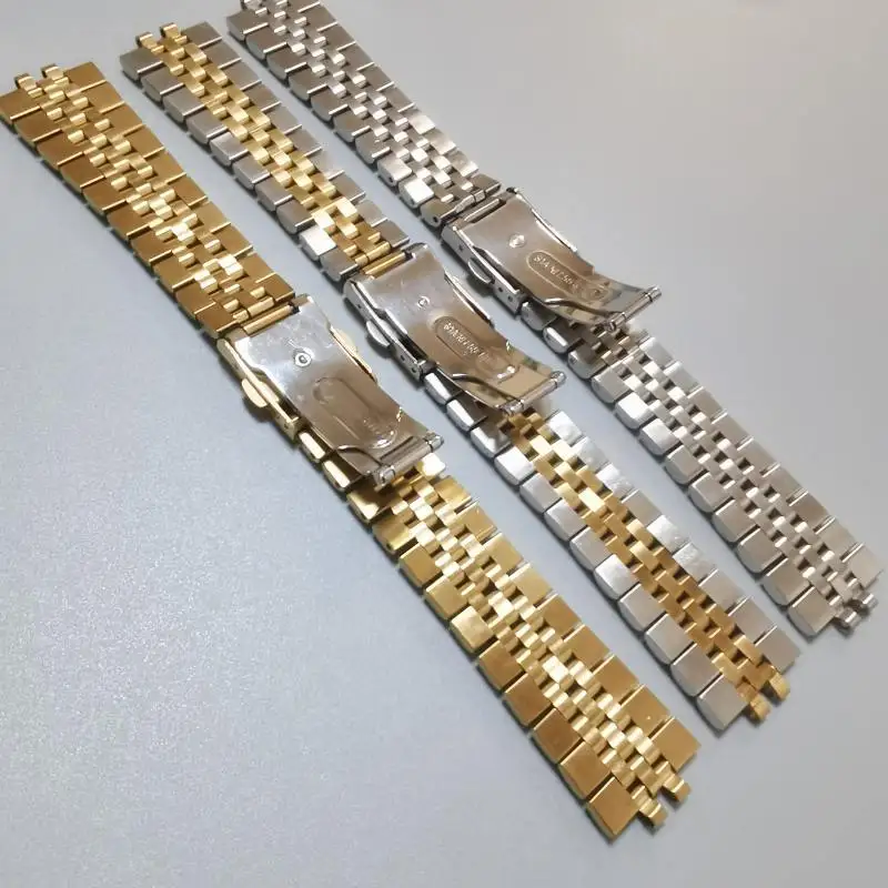 Jubilee 18mm 19mm 20mm 21mm 22mm 316L Stainless Steel Silver Gold Curved End Watch Strap Band Bracelet Fits for SKX RLX Watch