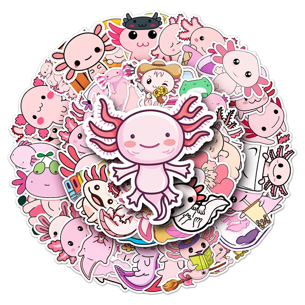 10/30/50pcs Cute Cartoon Animal Axolotl Graffiti Stickers Decals DIY Skateboard Laptop Scrapbook Luggage Sticker Kid Classic Toy