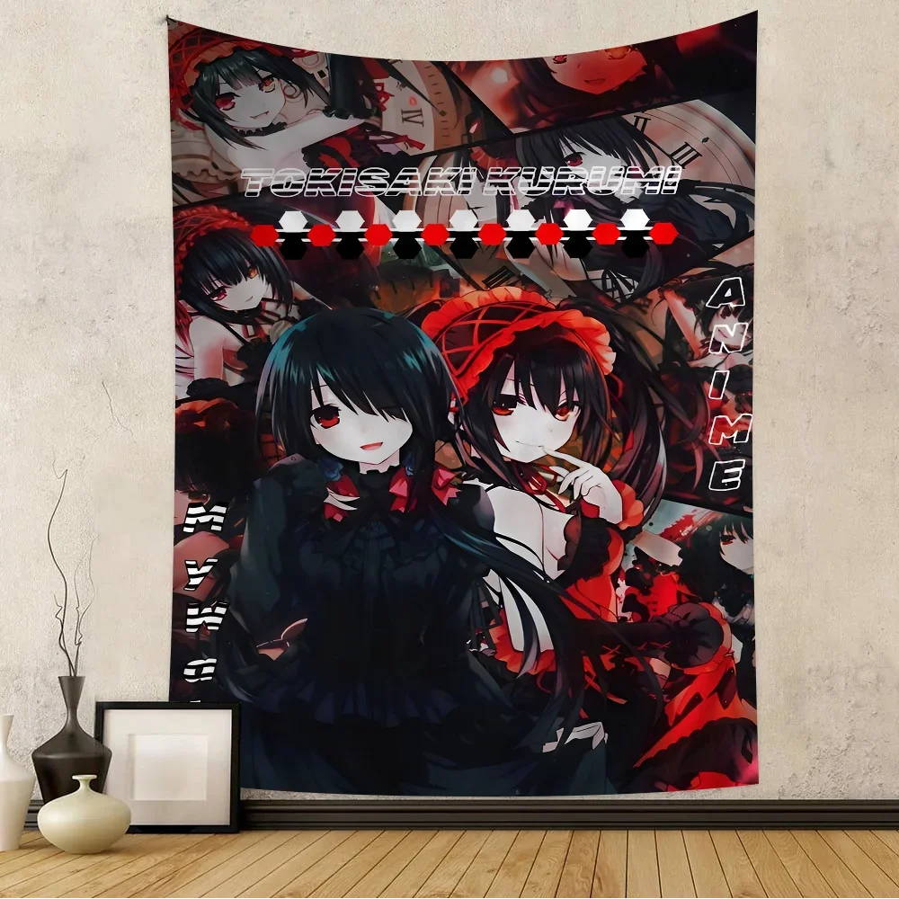 Tokisaki Kurumi Anime Printed Large Wall Tapestry Indian Buddha Wall Decoration Witchcraft Bohemian Hippie Wall Art Decor