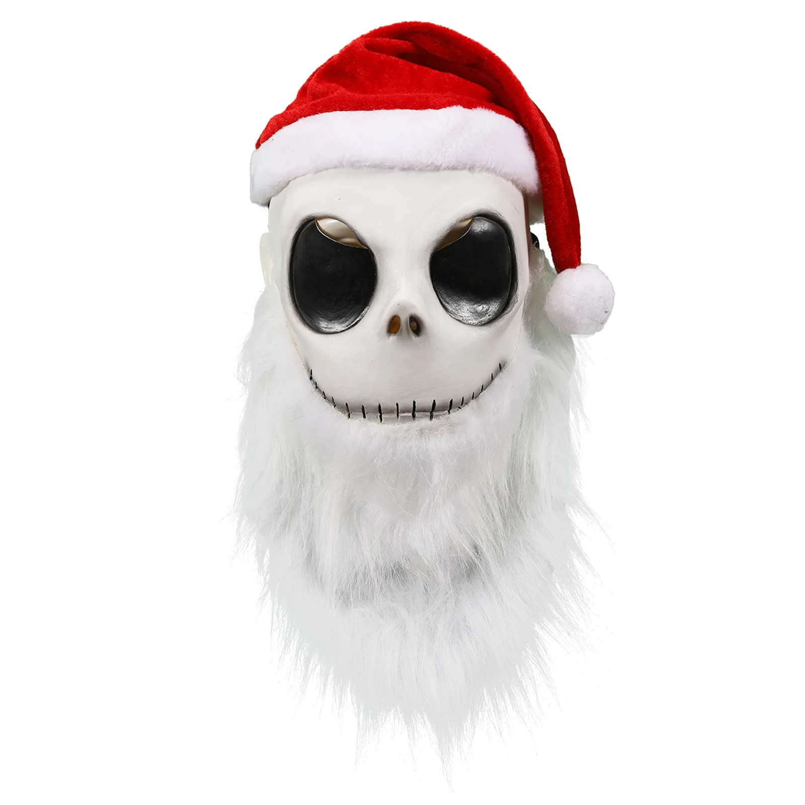 Weihnachtsmann-Maske Halloween Cosplay Kostüm-Maske Das Skelett Weißer Bart Roter Hut Albtraum-Party Cosplay-Requisiten – Detail 4