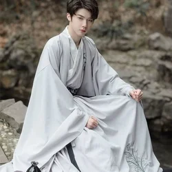Hanfu tradicional chinês masculino, traje masculino de Halloween, vestido extravagante, hanfu branco, roupa de rua, antigo, plus size 2XL