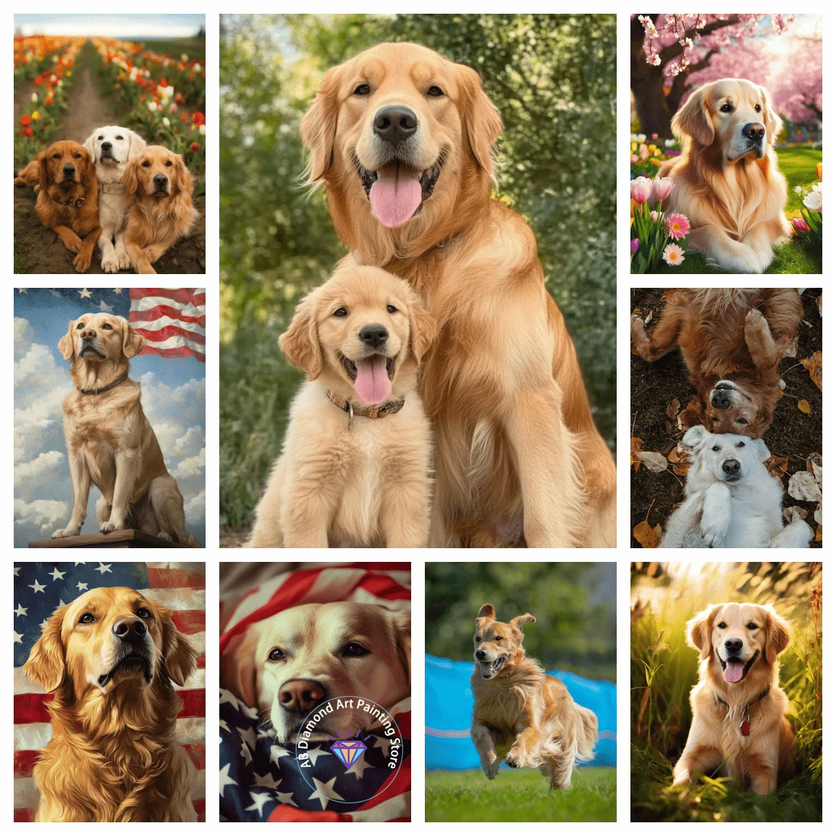 

Golden Retriever Dog Animal Diamond Painting Kit 5D DIY Diamond Embroidery Cross Embroidery Handmade Art Gift Home Decoration