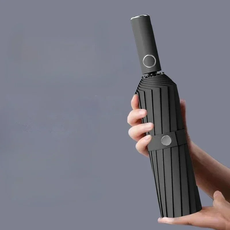 Paraguas compactos a prueba de viento, paraguas de lluvia y sol de lujo con pliegue automático para negocios, paraguas grande de doble hueso de 16K para viaje